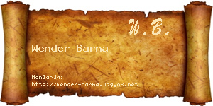 Wender Barna névjegykártya